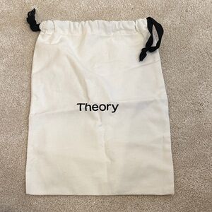 Theory Cream Drawstring Pouch with Black Ties